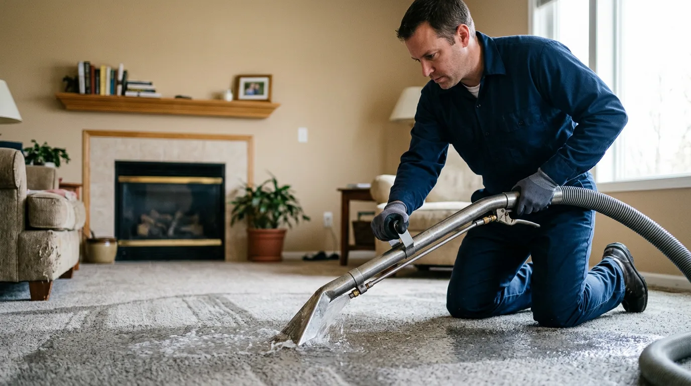 Water damage restoration technician working near Crump, TN
